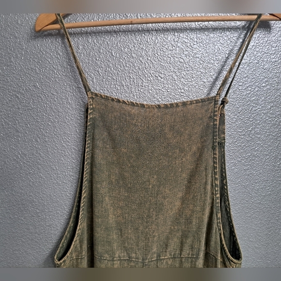 NWT 100% Washed Linen Olive Green Heather Romper - Picture 12 of 14